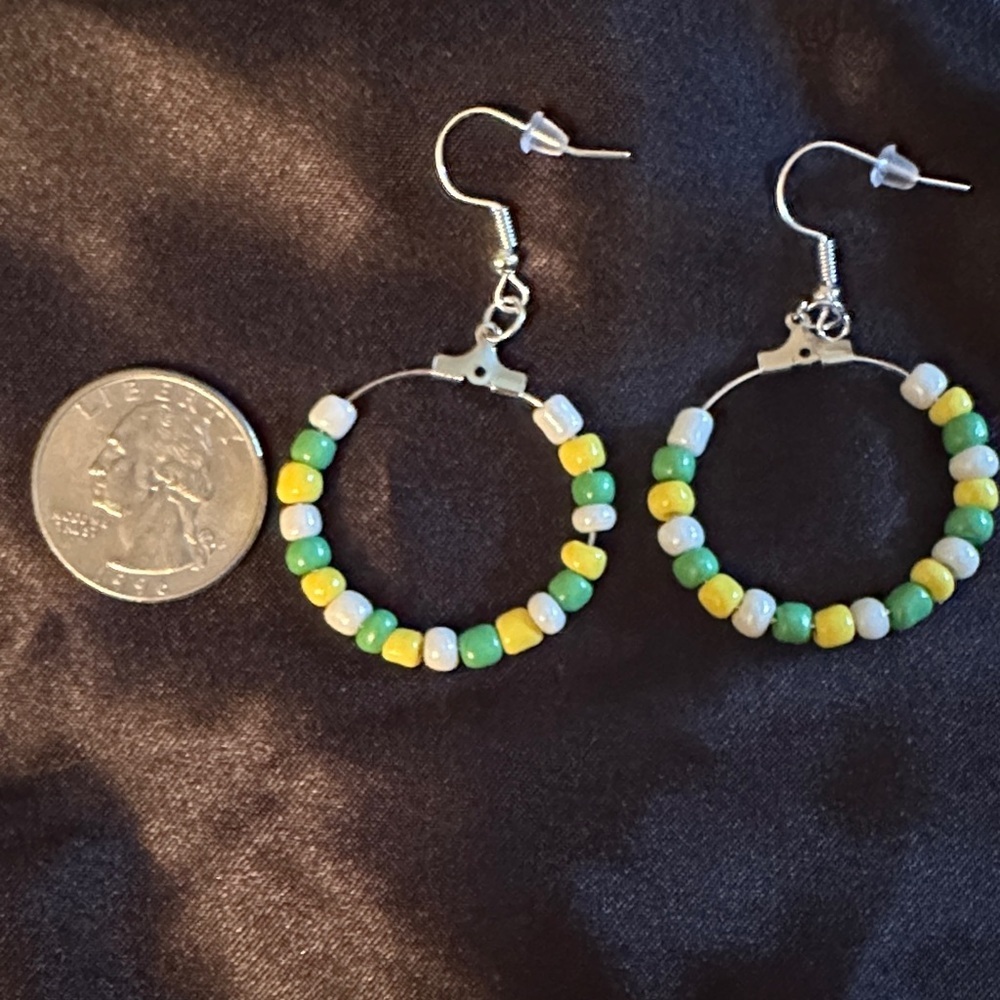 Colorful Glass Beaded Hoop Earrings Set - Picture 2 of 2